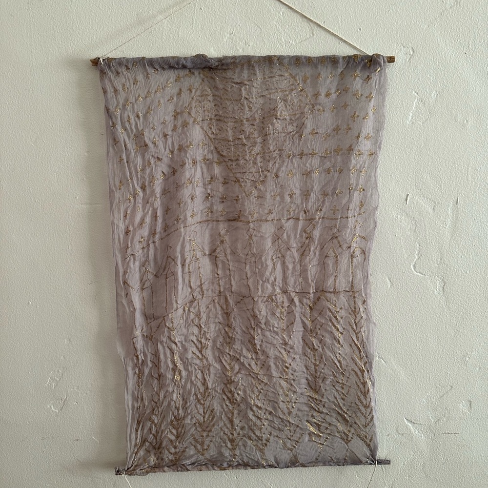 Sheer Grey/Blue and Gold Tapestry- 25 x 17